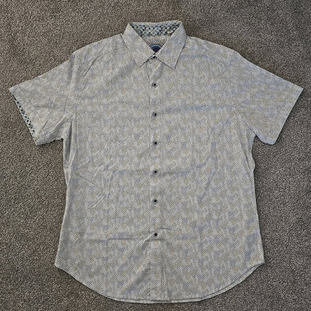 men ROBERT GRAHAM classic fit BUTTON-DOWN s/s DRESS SHIRT spandex